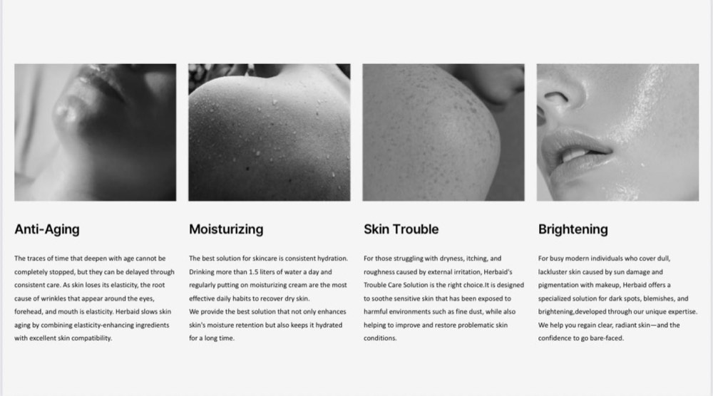 Herbaid skin concerns — Anti-Aging, Moisturizing, Skin Trouble, Brightening